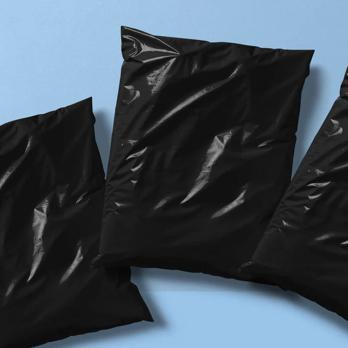 80% Recycled Plastic Courier Mailing Bags - 4 Sizes Black & White
