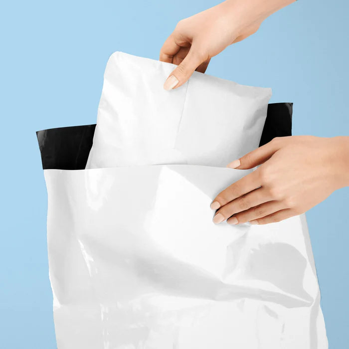 80% Recycled Plastic Courier Mailing Bags - 4 Sizes Black & White